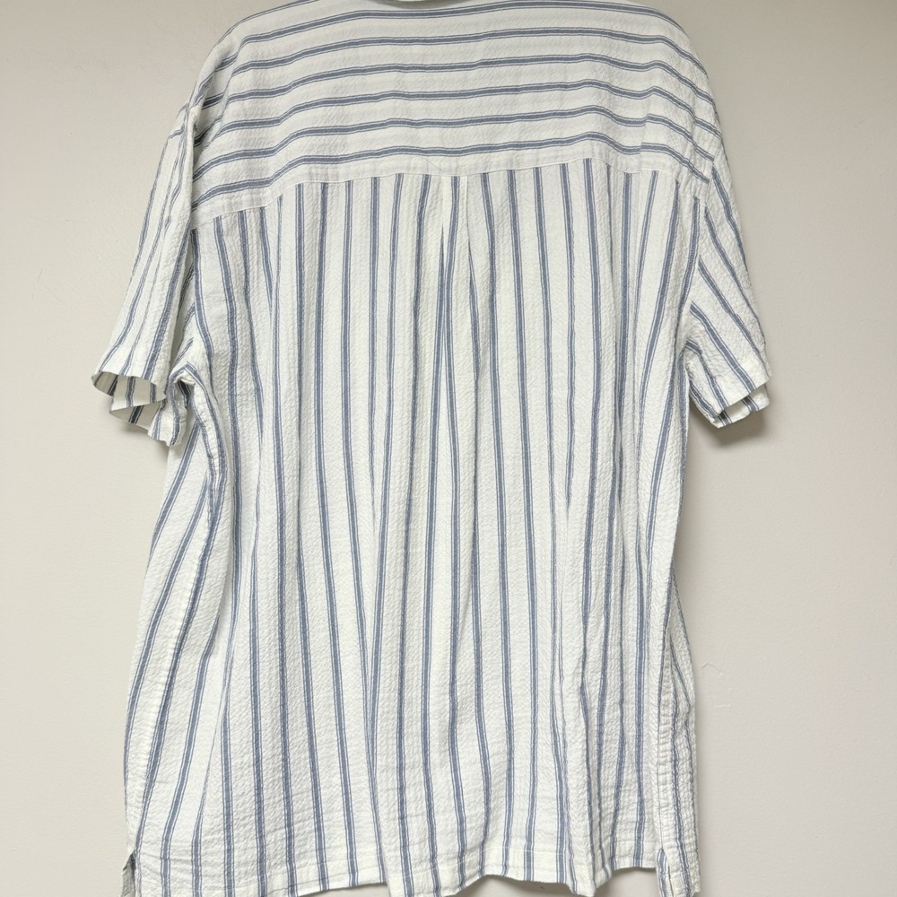 St John's‎ Bay Men's Blue And White Striped Short Sleeve Button Up XL - Picture 5 of 6